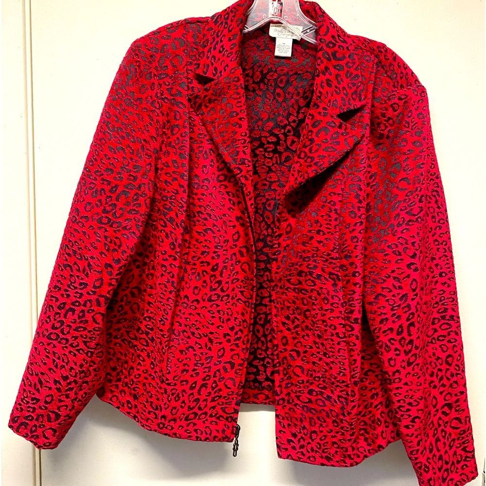 Molly and Maxx Women’s Cheetah Print Zip Front Jacket 1X